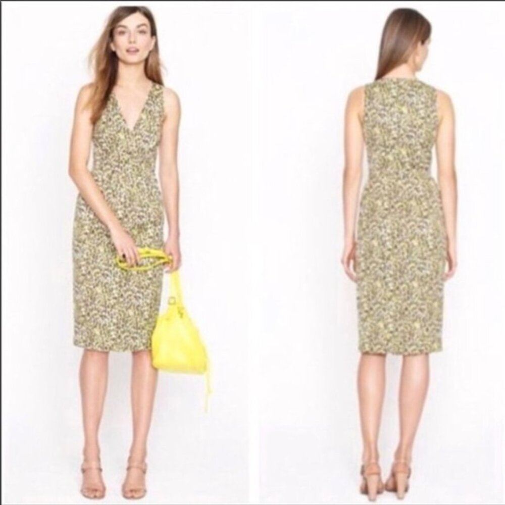 J. CREW Fabiola Abstract Leopard Animal Print Sleeveless Sheath Dress Sz 8